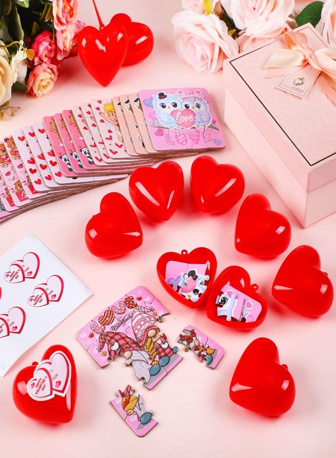 مجموعة ميني إنفلات 36 قطعة/108 قطعة، هدية عيد الحب للأطفال في الفصل الدراسي، تتضمن 36 أحجية تركيب صور لعيد الحب، و36 بيضة حمراء على شكل قلب مع خيط، و36 ملصقًا لعيد الحب، هدية مثالية لتبادل الهدايا في المدرسة. - Image 3